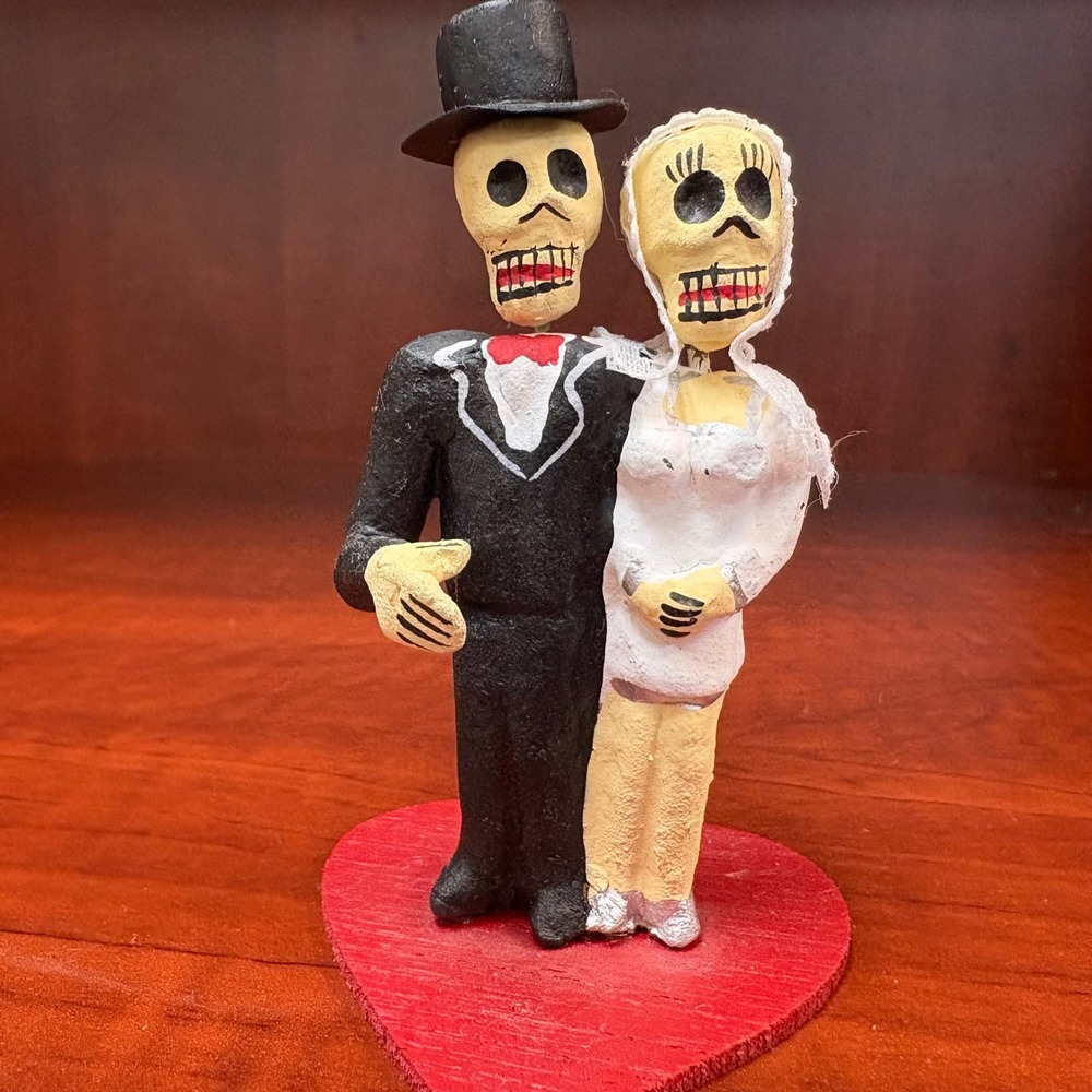Day of the Dead Skeleton Couple Wedding Cake‎ Topper Folk Art Mexico